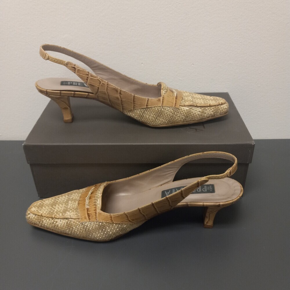 PREVATA beige leather slingbacks shoes Italy Size 8AA